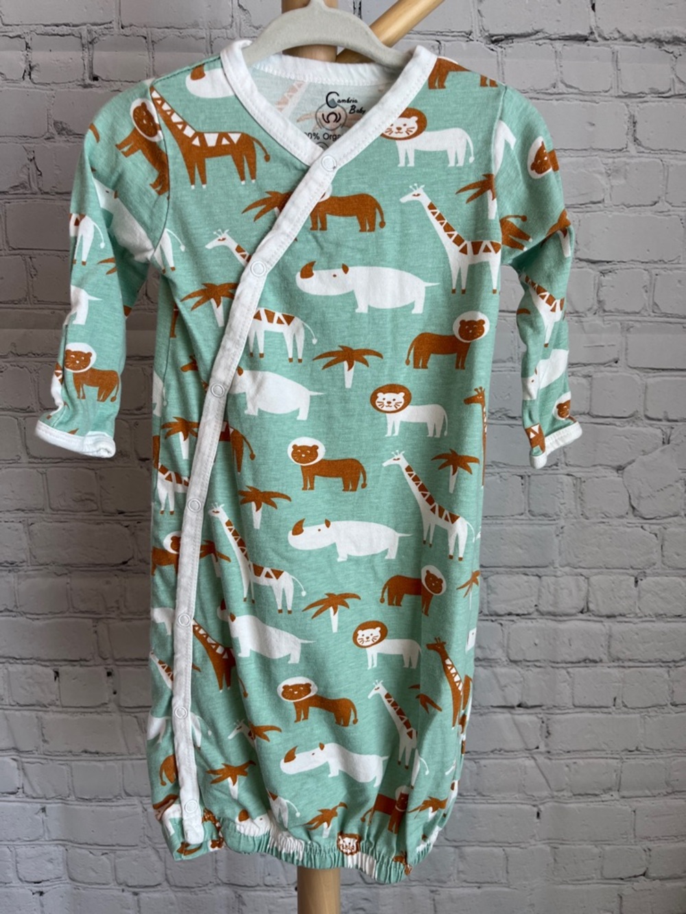 ⭐️⭐️PICK 5 / $20 Cambria Baby Safari Animal Gown - Mint Green 0-3M